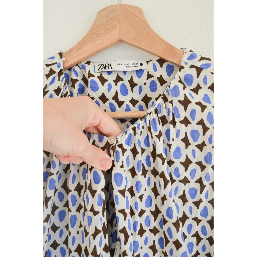 Zara Cotton Printed Tiered Sundress Size Small - Picture 4 of 8